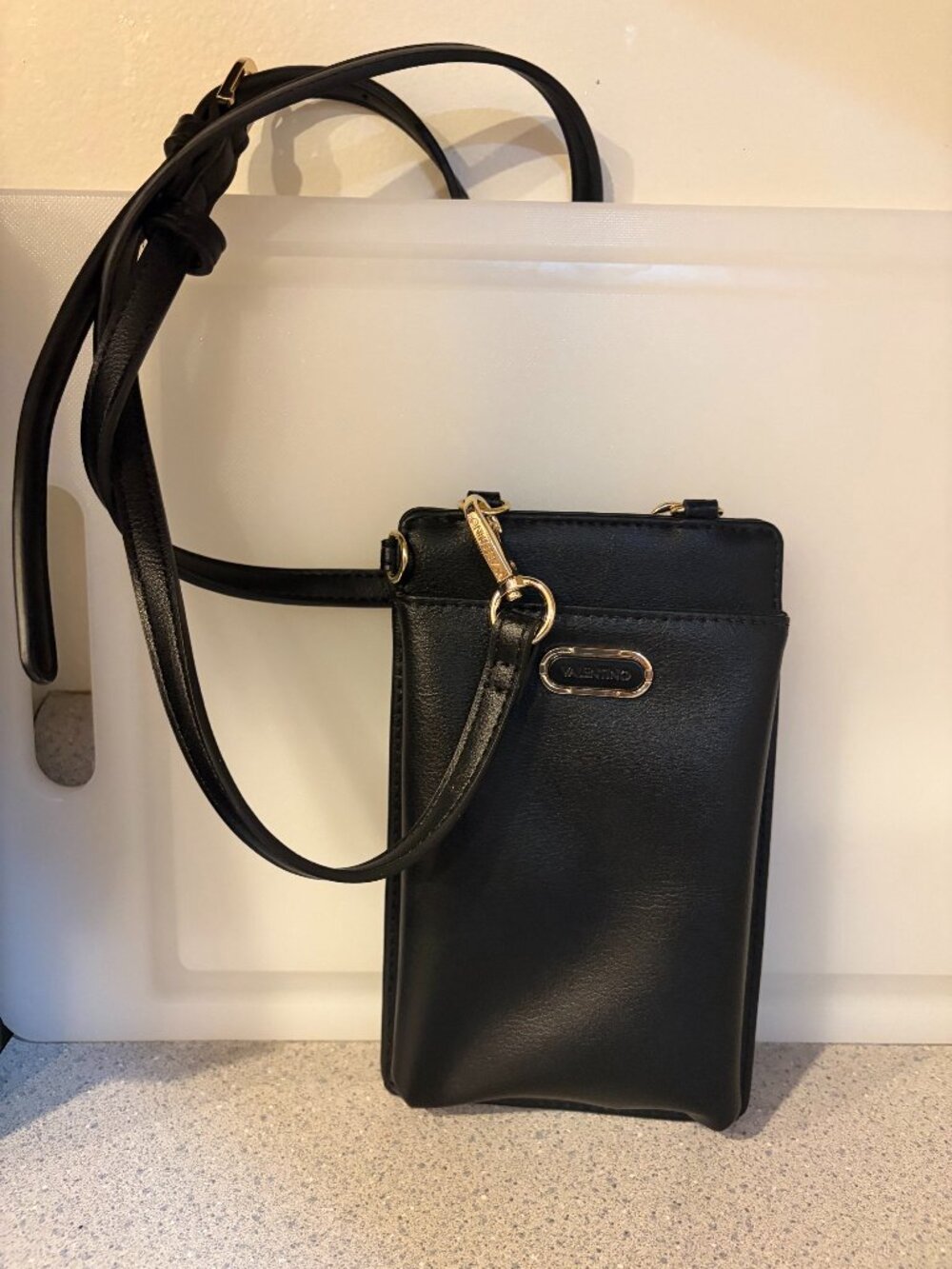 Black leather crValentino crossbody purse